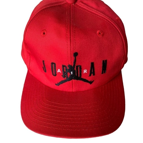 Vintage Jordan Hat SnapBack Red Black Jumpman Nike Air Basketball Men’s 90s Cap - Picture 1 of 13